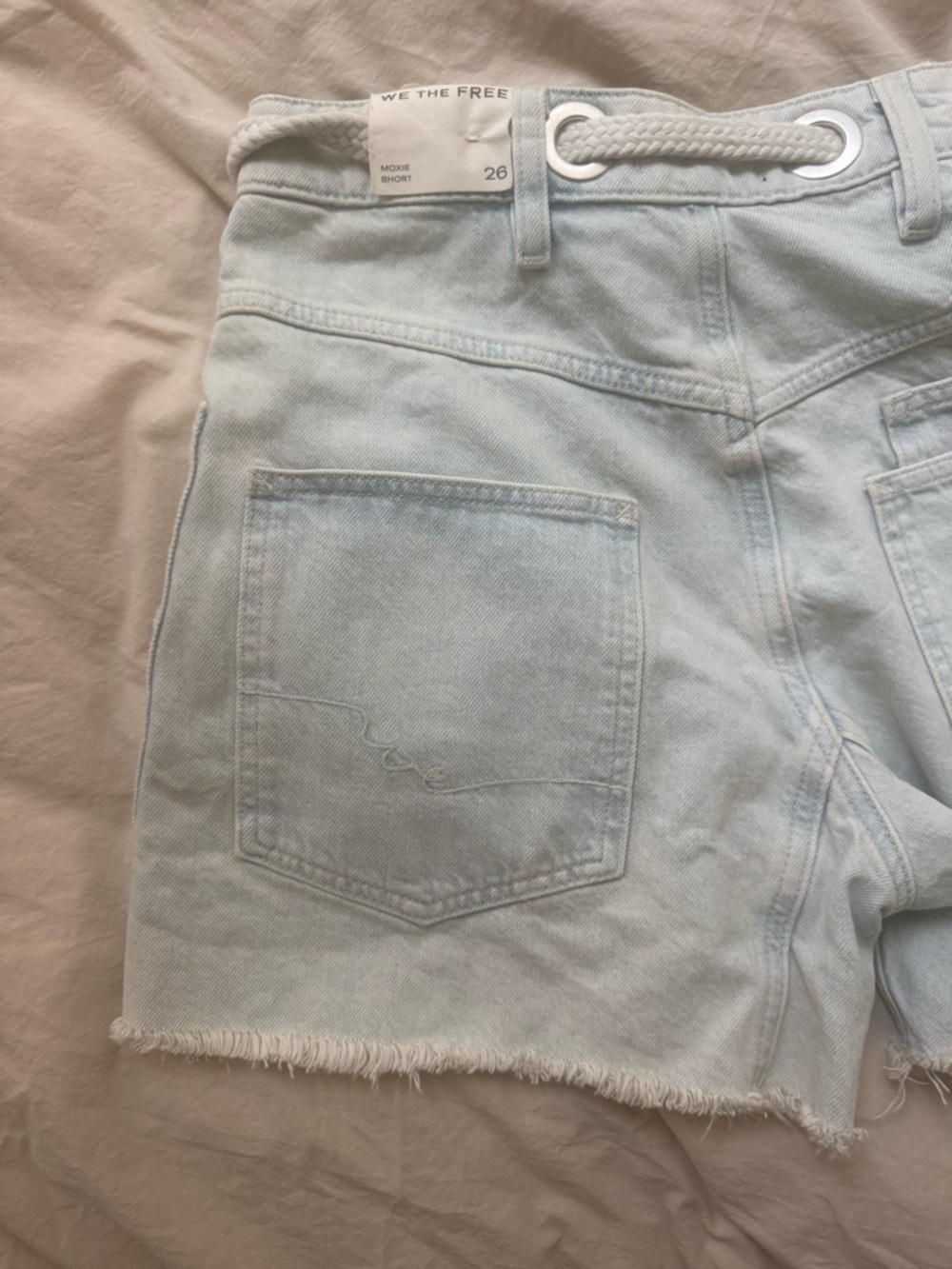 Free People Light Wash Rope-Tie Denim Shorts - Picture 5 of 6